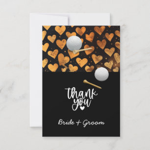 Golf wedding bride groom name with golf ball  thank you card