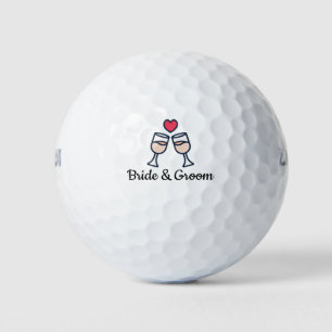 Golf Wedding Bride & Groom Name with love     Golf Balls