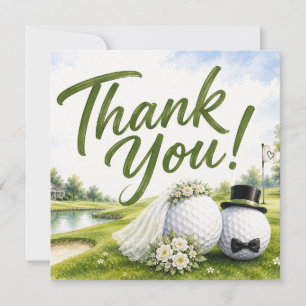 Golf Wedding Bride & Groom Thank you Card