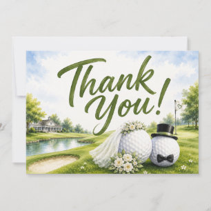 Golf Wedding Bride & Groom Thank you Card