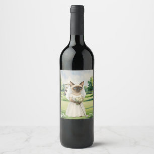 Golf Wedding Cat Lovers on the course for Bride Wine Label