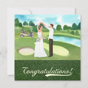 Golf Wedding Congratulations with bride and groom 