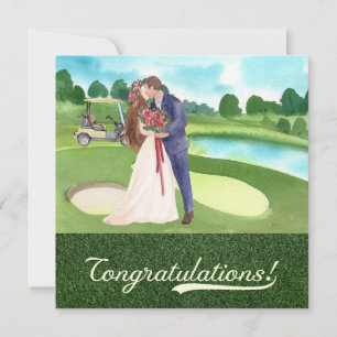 Golf Wedding Congratulations with bride and groom