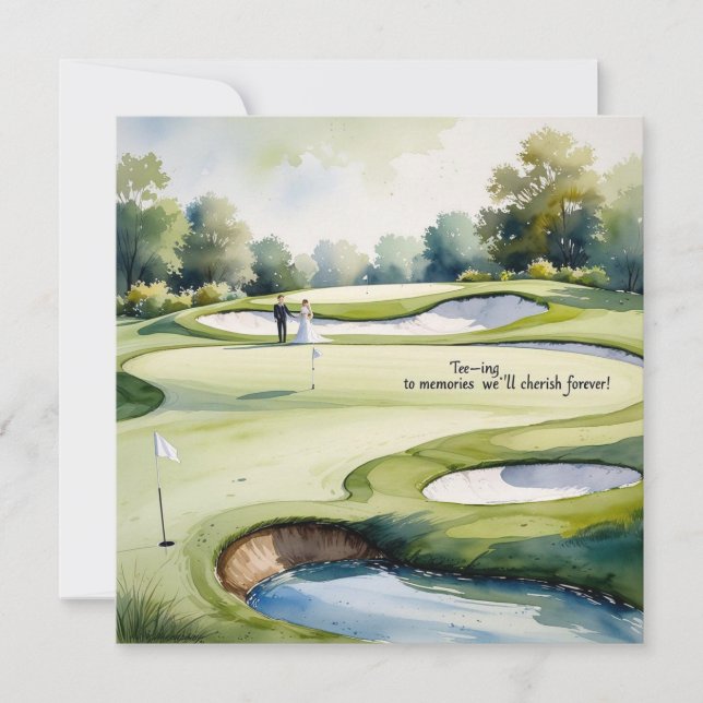 Golf wedding for celebrating with us thank you card (Front)