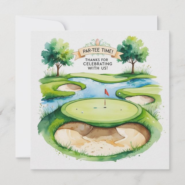 Golf wedding for celebrating with us thank you card (Front)