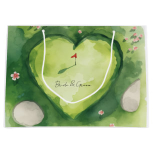 Golf wedding heart shaped golf course large gift bag
