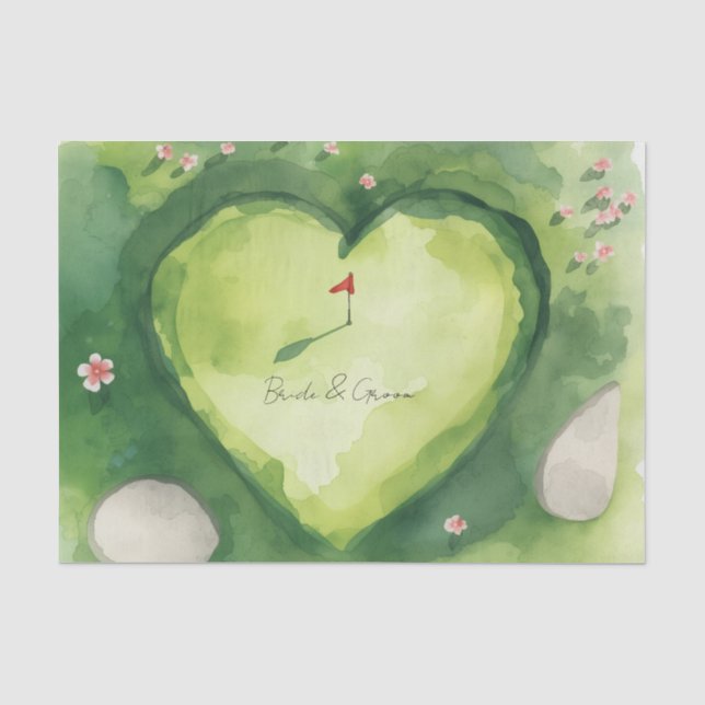 Golf wedding heart shaped golf course tissue paper (Front)