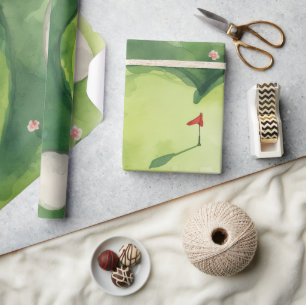 Golf wedding heart shaped golf course wrapping paper