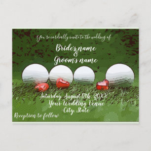Golf Wedding Invitation card with golf ball