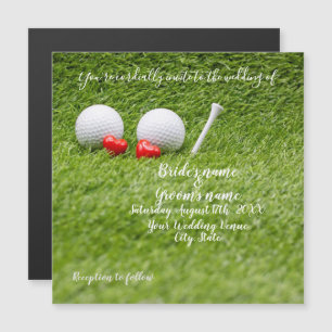 Golf Wedding Invitation card with golf ball & love