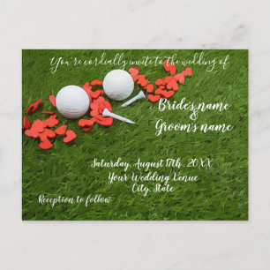 Golf Wedding Invitation card with  love hearts