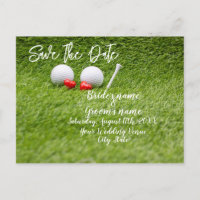 Golf Wedding Invitation card with two hearts