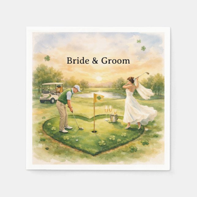 Golf Wedding Lucky in Love St. Patrick's Day theme Napkin (Front)