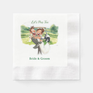 Golf Wedding Party with Bride & Groom on Green Napkin