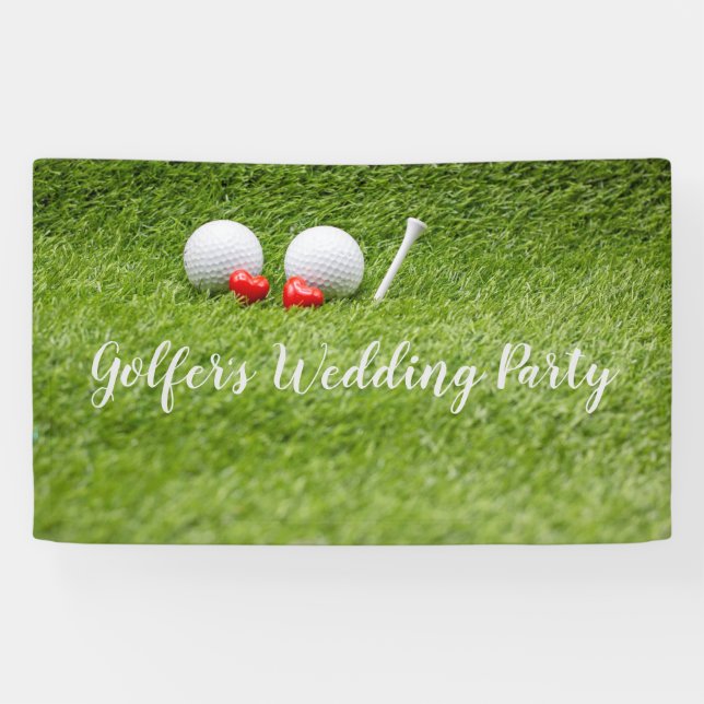 Golf Wedding Party with golf ball and heart love Banner (Horizontal)