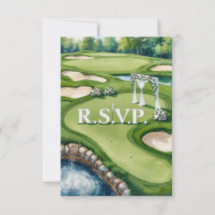 GOLF wedding R.S.V.P. respond watercolor style RSVP Card