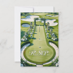 GOLF wedding R.S.V.P. respond watercolor style RSVP Card