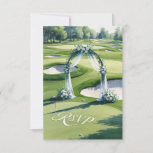 GOLF wedding R.S.V.P. respond watercolor style RSVP Card