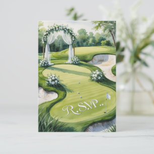 GOLF wedding R.S.V.P. respond watercolor style RSVP Card