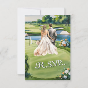 GOLF wedding R.S.V.P. respond watercolor style RSVP Card