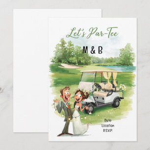 Golf wedding save the date invitation on course