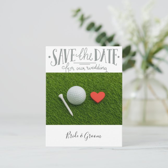 Golf wedding Save the date  Postcard (Standing Front)