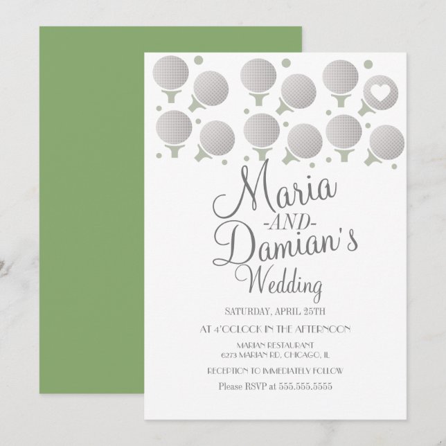 Golf Wedding Sports Dots and Tees Invitation (Front/Back)