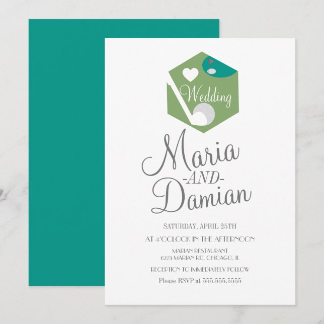 Golf Wedding Sports Simple Logo Invitation (Front/Back)