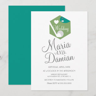 Golf Wedding Sports Simple Logo Invitation