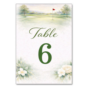 Golf Wedding Table Number Card