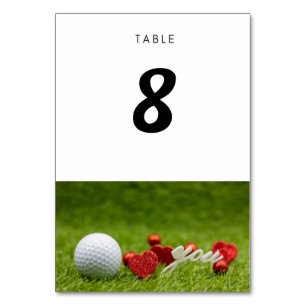 Golf Wedding table number  card Bride & Groom