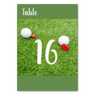 Golf Wedding table number card with golf ball