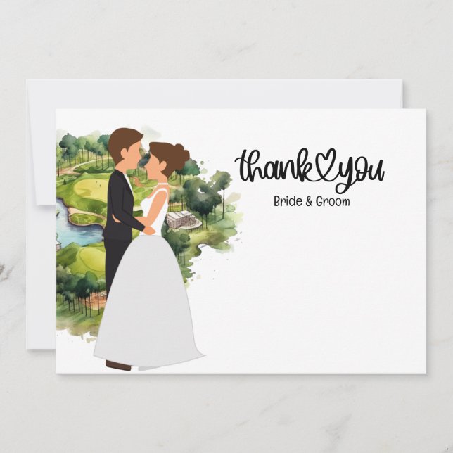Golf Wedding Thank you card for Golfer watercolor (Front)