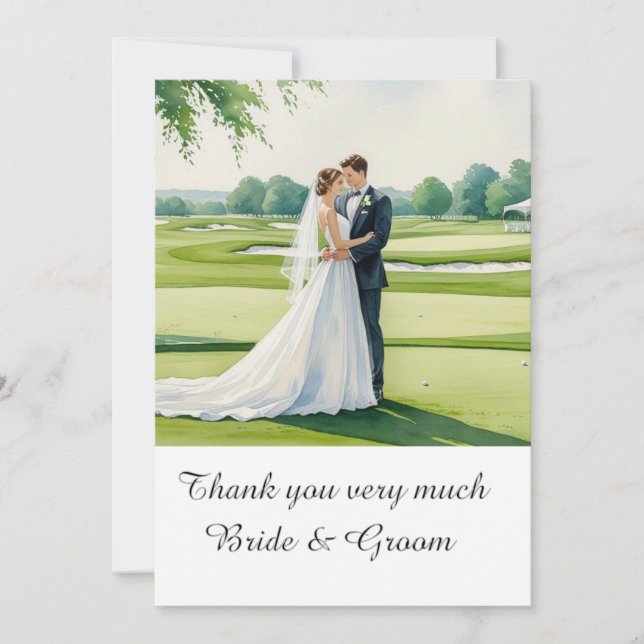 Golf Wedding Thank you card for Golfer watercolor (Front)