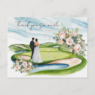 Golf wedding thank you card golf course watercolor