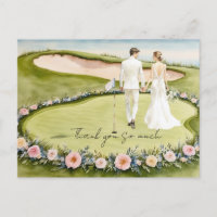 Golf wedding thank you card golf course watercolor