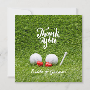 Golf Wedding Thank you card with love on grass