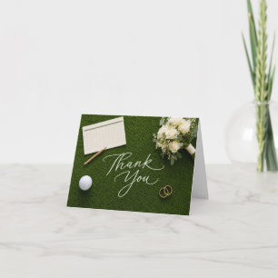 Golf Wedding Thank You Handwritten Green Grass  Card
