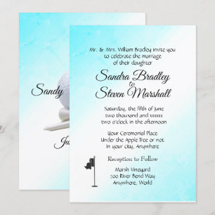 Golf Wedding Theme Aqua Invitations