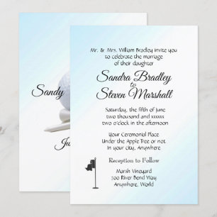 Golf Wedding Theme Blue Invitations
