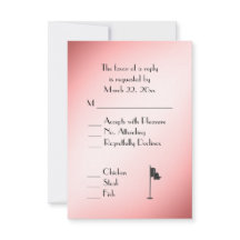 Golf Wedding Theme Pink RSVP with Menu Selection