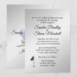 Golf Wedding Theme Silver Invitations