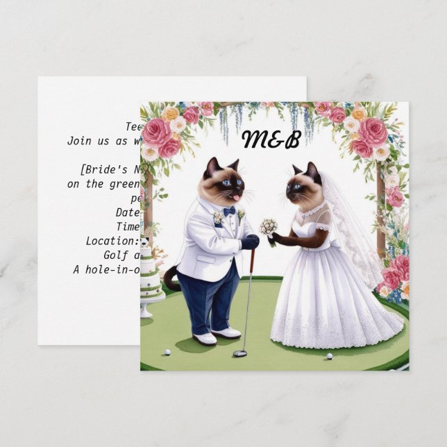 Golf Wedding themed for Cat Lovers GOLFER Invitation (Front/Back)