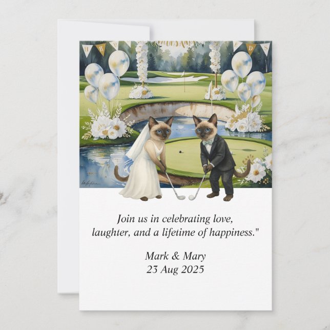 Golf Wedding themed for Cat Lovers Invitation (Front)