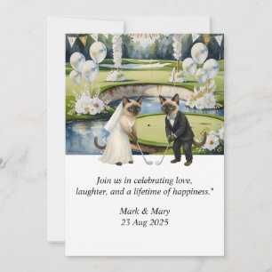 Golf Wedding themed for Cat Lovers Invitation