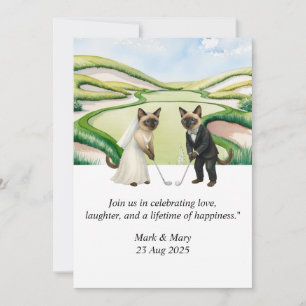 Golf Wedding themed for Cat Lovers Invitation