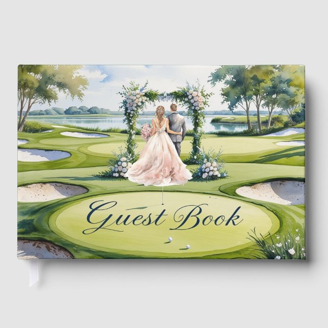 Golf Wedding themed for Golfer on Golf Course Guest Book (Front)
