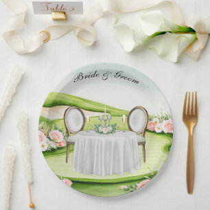 Golf Wedding themed on golf course Paper Plate