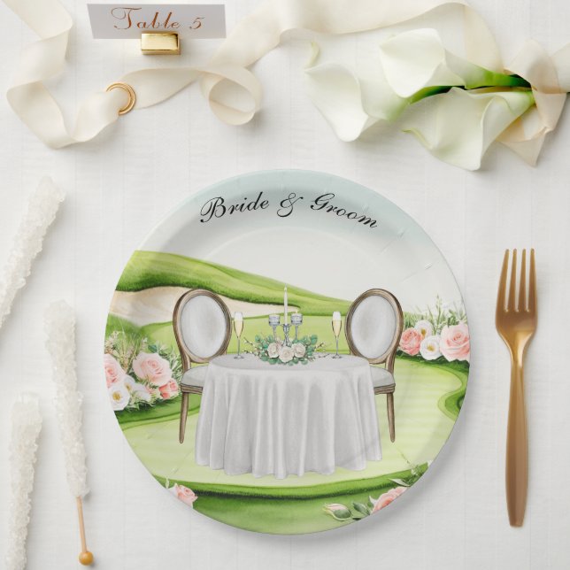 Golf Wedding themed on golf course Paper Plate (Wedding)
