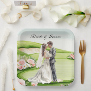 Golf Wedding themed on golf course Paper Plate